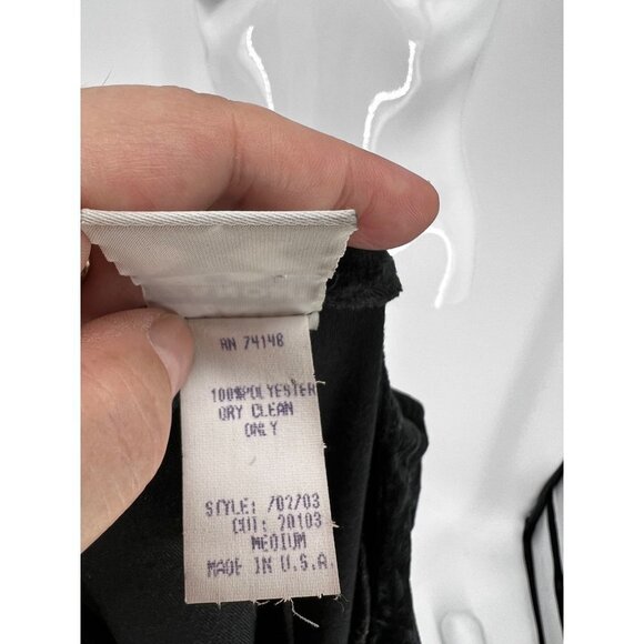 Vintage 90s Crushed Velvet Black Gothic Morticia Addams Maxi‎ Dress Size M - Picture 11 of 12